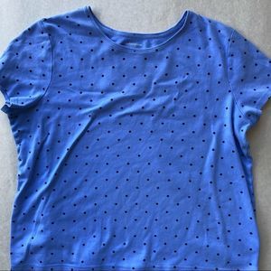 Croft & Barrow Blue/Black Polka Dots Crewneck Short Sleeve Classic Tee Size XXL